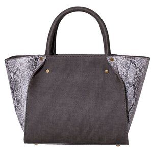 Tote with faux snake accent